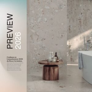 Catálogo Roca 2026 com novas coleções de porcelanatos e revestimentos da Roca Cerámica
