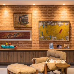 Tijolo Inglês Palimanan aplicado em parede com textura arquitetônica sofisticada