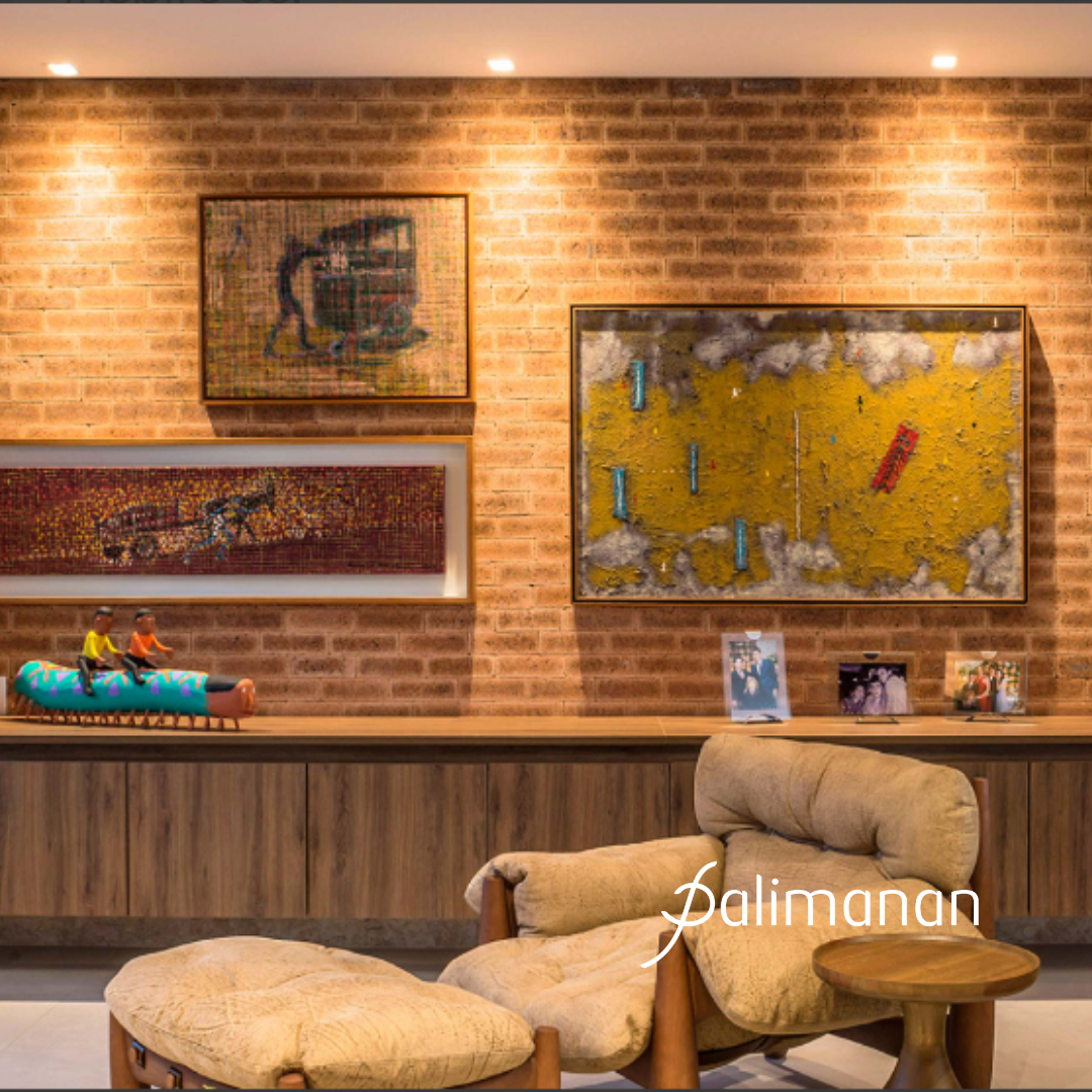 Tijolo Inglês Palimanan aplicado em parede com textura arquitetônica sofisticada